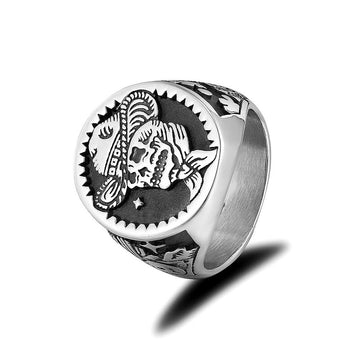 Retro punk men's stainless steel ring